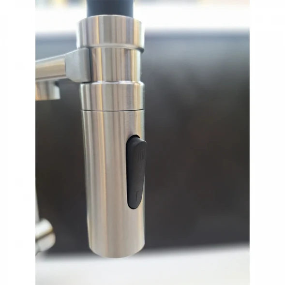 Смеситель для кухни AltroBagno Flusso AltroBagnoFlusso050201Ni с подключением к фильтру, гибким изливом, никель