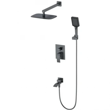 Душевой комплект Wonzon &amp; Woghand Fit WW-88939009A-BGM 300x200 мм, со смесителем, темный графит матовый