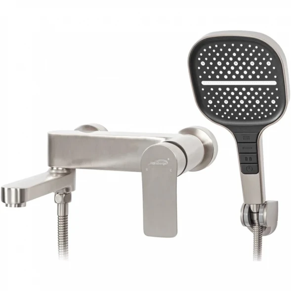 Смеситель для ванны Hansberge H4010NK с душевым гарнитуром, никель