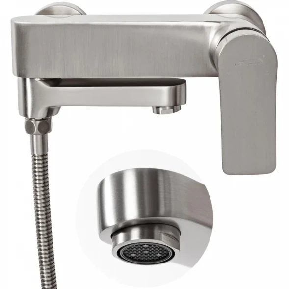 Смеситель для ванны Hansberge H4010NK с душевым гарнитуром, никель