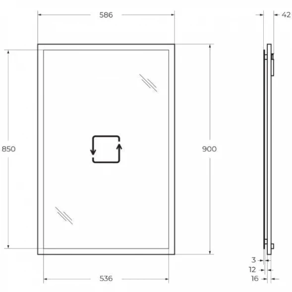 Зеркало Cezares Tiffany 45041 58,6x90 см, с LED-подсветкой, антизапотеванием, Nero Grafite