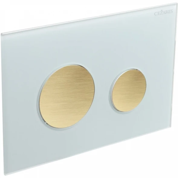Кнопка смыва Cezares Lux LUX-GB-BORO-C для инсталляции, белый/золотой матовый