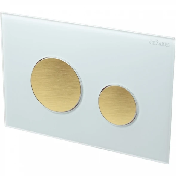 Кнопка смыва Cezares Lux LUX-GB-BORO-C для инсталляции, белый/золотой матовый