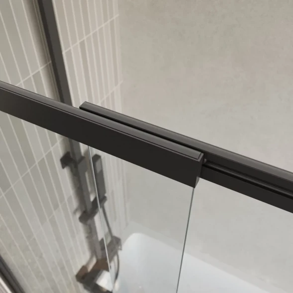 Шторка на ванну BelBagno Luce LUCE-VF-11-90/145-C-NERO 90 см, профиль черный матовый, стекло прозрачное