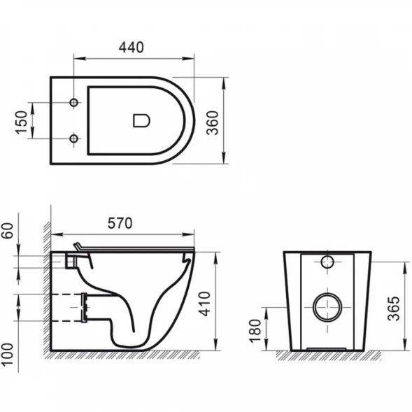 Приставной безободковый унитаз BelBagno Sfera-R BB2141CBR