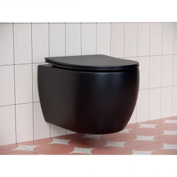 Унитаз подвесной Ceramica Nova Play CN3001MB безободковый, с сиденьем микролифт, черный матовый