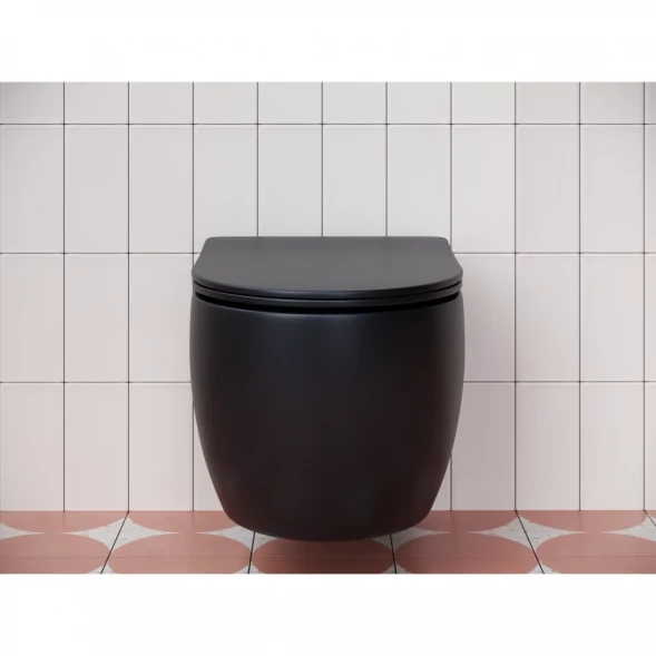 Унитаз подвесной Ceramica Nova Play CN3001MB безободковый, с сиденьем микролифт, черный матовый