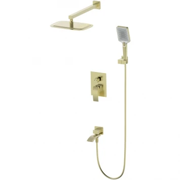 Душевой комплект Wonzon &amp; Woghand Fit WW-88939009A-BG 300x200 мм, со смесителем, золотой матовый