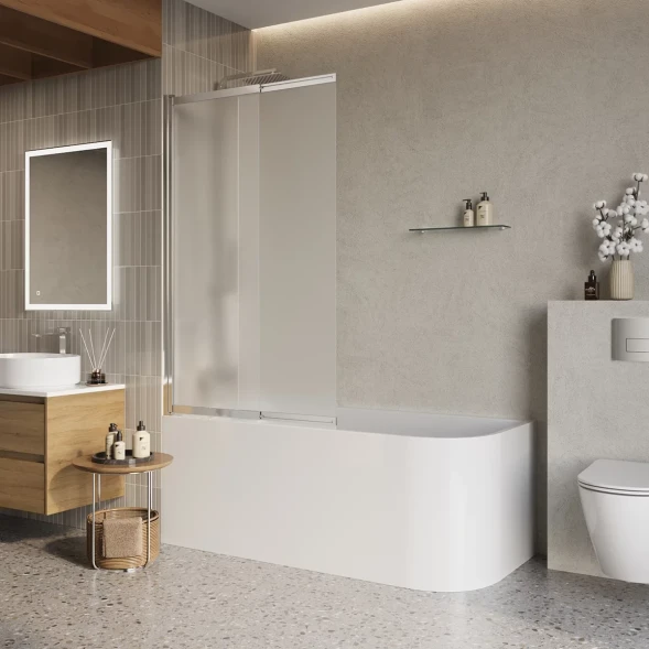 Шторка на ванну BelBagno Luce LUCE-VF-11-90/145-P-Cr 90 см, профиль хром, стекло текстурное