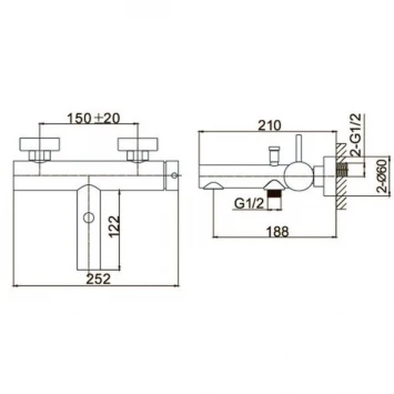 Смеситель для ванны Caprigo Don 53-011-BRG