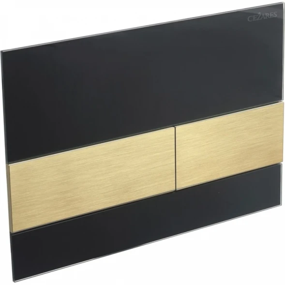 Кнопка смыва Cezares Lux LUX-GN-1-BORO для инсталляции, черный/золотой матовый