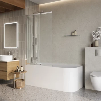 Шторка на ванну BelBagno Luce LUCE-VF-11-80/145-C-Cr 80 см, профиль хром, стекло прозрачное