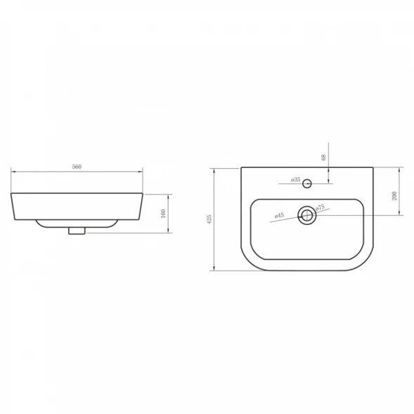 Раковина 56x42,5 см BelBagno Albano BB120L