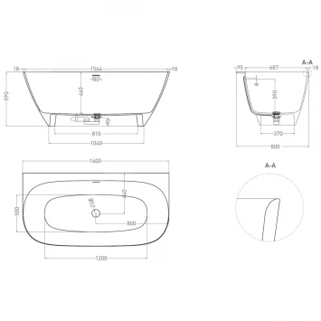 Ванна из литьевого мрамора Salini S-Sense Sofia Wall 102517GF 160x80 см, покраска по RAL глянец полностью