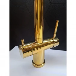 Смеситель для кухни AltroBagno Flusso AltroBagnoFlusso050205Gl с подключением к фильтру, гибким изливом, Золото