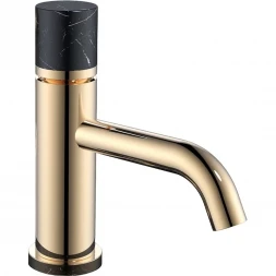 Смеситель для раковины Boheme Stick Mramor Black 121-G-MR-BLACK Золото/черный мрамор