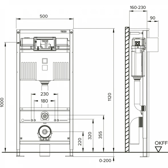 Инсталляция для унитаза Tece TECEnow + TECEbase 3.0 N500412 с кнопкой смыва, хром
