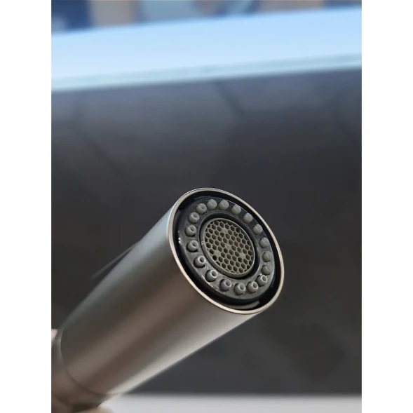 Смеситель для кухни AltroBagno Flusso Flusso AltroBagnoFlusso050203GM с подключением к фильтру, гибким изливом, оружейная сталь