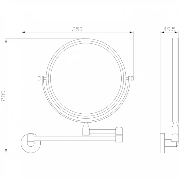 Зеркало косметическое Wonzon &amp; Woghand Easy WW-8158  настенное, хром