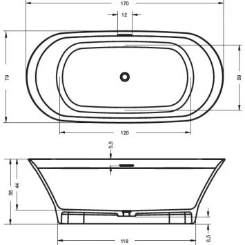 Ванна из литьевого мрамора Riho Barca BS6000500000000 170x79 см, отдельностоящая, белый