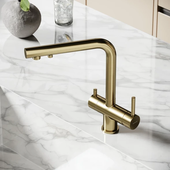 Смеситель для кухни Sancos Foster SC4014BG с подключением к фильтру, Золото матовый