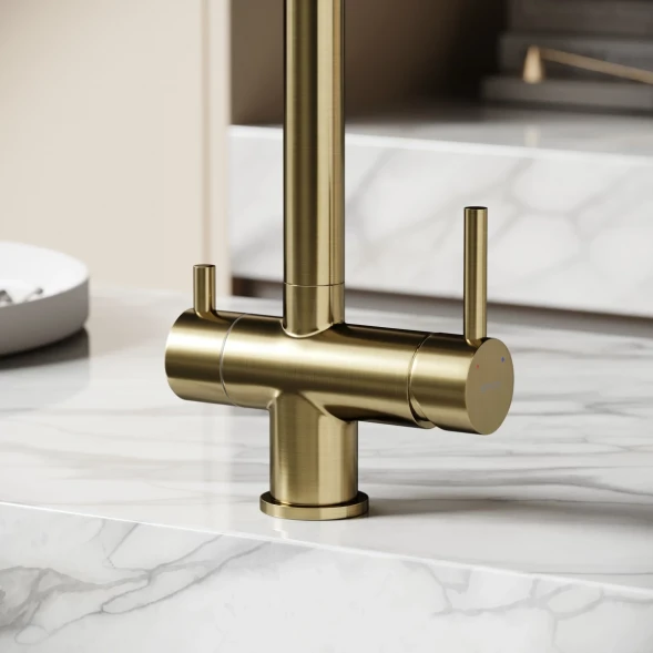 Смеситель для кухни Sancos Foster SC4014BG с подключением к фильтру, Золото матовый