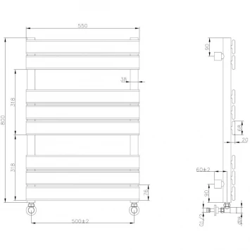 Полотенцесушитель водяной 800x550 Boheme Venturo 720-MW