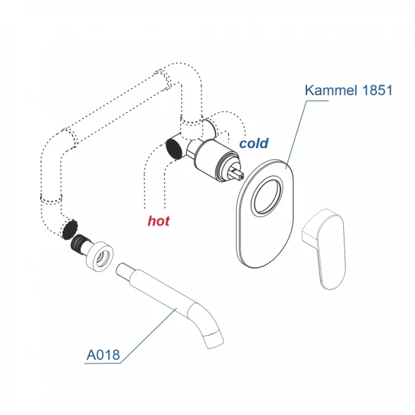 Смеситель для раковины WasserKRAFT Kammel A18583 встраиваемый, хром