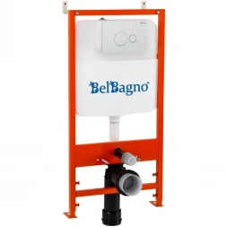 Инсталляция для унитаза BelBagno BB026 + BB082BL с кнопкой смыва, белый глянец