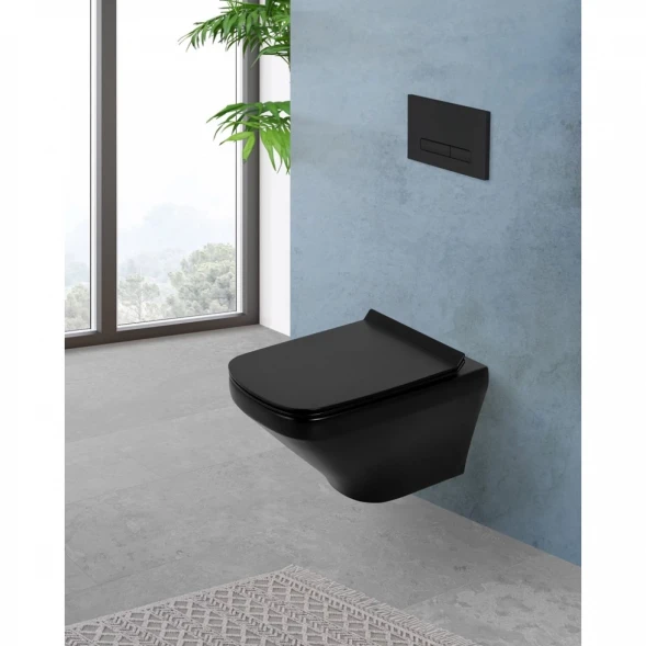 Унитаз подвесной BelBagno Sela BB3201CHR-MB безободковый, черный матовый