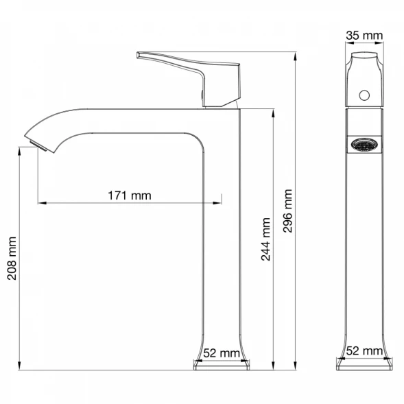 Смеситель для раковины Wonzon &amp; Woghand Flex WW-88019072-MB черный матовый
