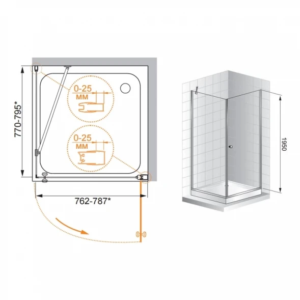 Душевой уголок Cezares Triumph 80x80 см прозрачное стекло TRIUMPH-D-A-1-80-C-Cr-L