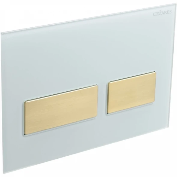 Кнопка смыва Cezares Lux LUX-GB-2-BORO для инсталляции, белый/золотой матовый