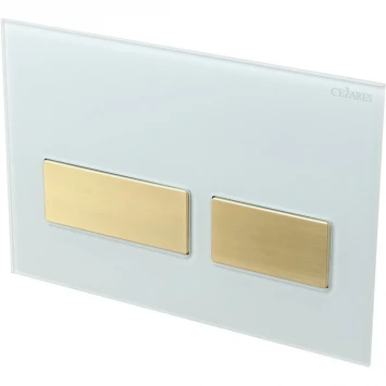 Кнопка смыва Cezares Lux LUX-GB-2-BORO для инсталляции, белый/золотой матовый