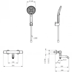 Термостат для ванны Wonzon &amp; Woghand Inn 1 WW-B3013-A1-CR с душевым гарнитуром, хром