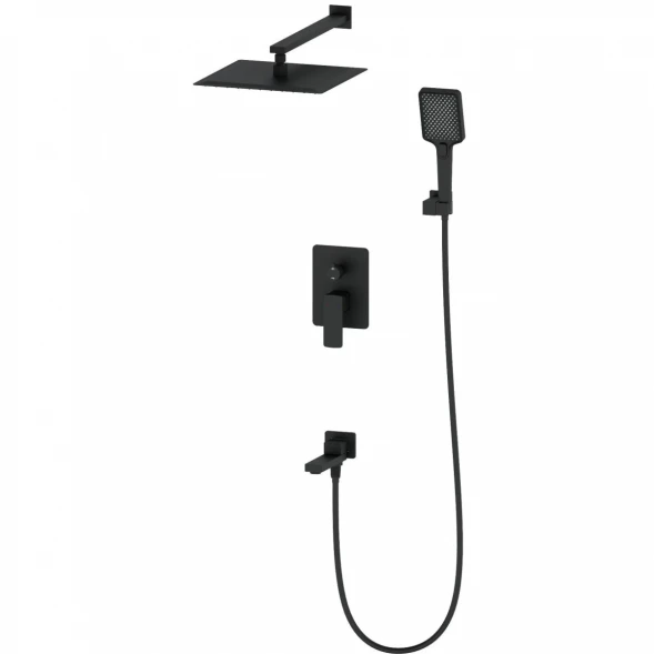 Душевой комплект Wonzon &amp; Woghand Edge WW-88939003-MB 300 мм, со смесителем, черный матовый