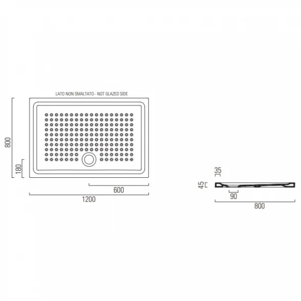 Керамический поддон 120x80 см GSI 439811