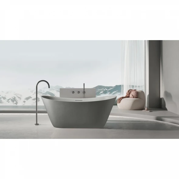 Ванна из литьевого мрамора AltroBagno Fiorina AltroBagnoFiorina090219CementGrey 170x75 см, отдельностоящая, серый цемент