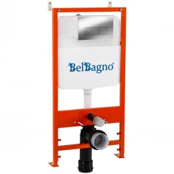 Инсталляция для унитаза BelBagno BB026 + BB041CR  с кнопкой смыва, хром
