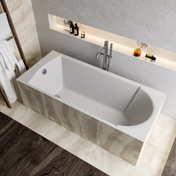 Ванна из литьевого мрамора Marmo Bagno Глория MB-GL180-80 180x80 см, белый