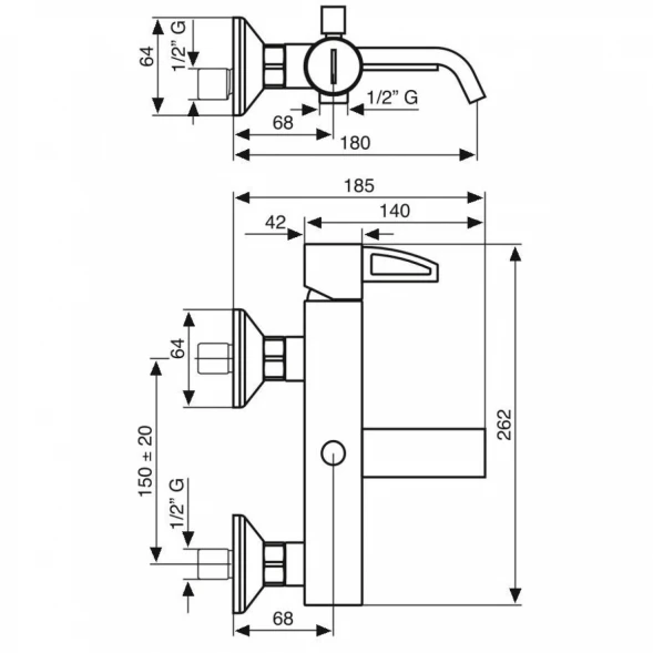 Смеситель для ванны Emmevi Minu 83001LA/CR хром