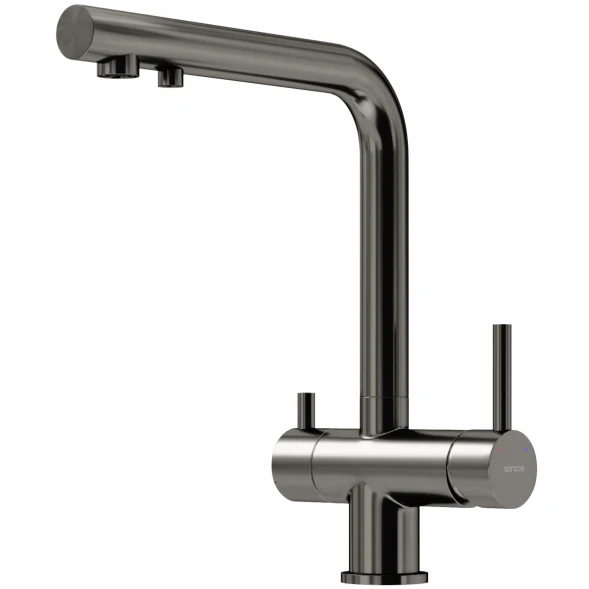Смеситель для кухни Sancos Foster SC4014GG с подключением к фильтру, вороненая сталь