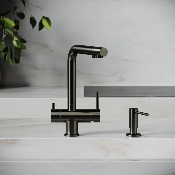 Смеситель для кухни Sancos Foster SC4014GG с подключением к фильтру, вороненая сталь
