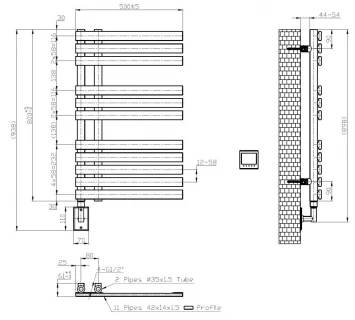 Полотенцесушитель электрический 938x500 Boheme Venturo 721-MW