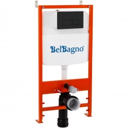 Инсталляция для унитаза BelBagno BB026 + BB044NERO с кнопкой смыва, черный матовый