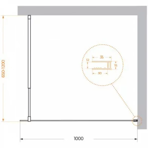 Душевая перегородка BelBagno Luce KRAFT-L-1-100-C-NERO 100 см, профиль черный матовый, стекло прозрачное
