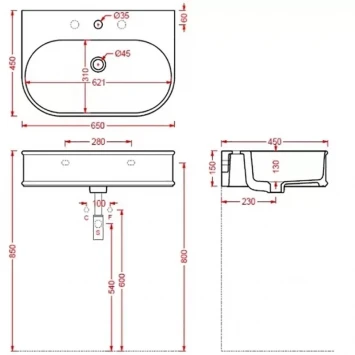 Раковина 65x45 см Artceram Atelier ATL003 05 00 *1