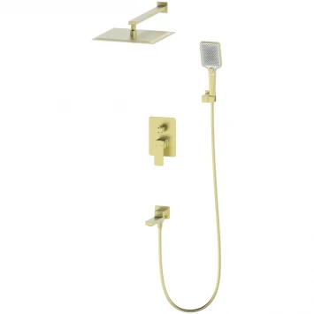 Душевой комплект Wonzon &amp; Woghand Edge WW-88939003-BG 300 мм, со смесителем, золотой матовый
