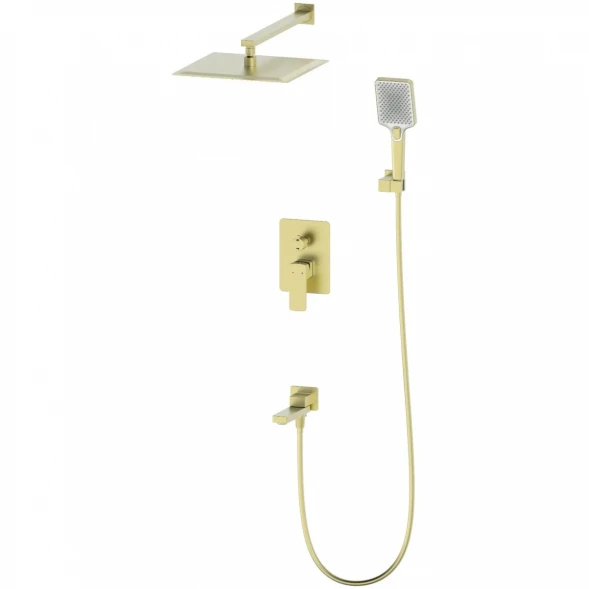 Душевой комплект Wonzon &amp; Woghand Edge WW-88939003-BG 300 мм, со смесителем, золотой матовый