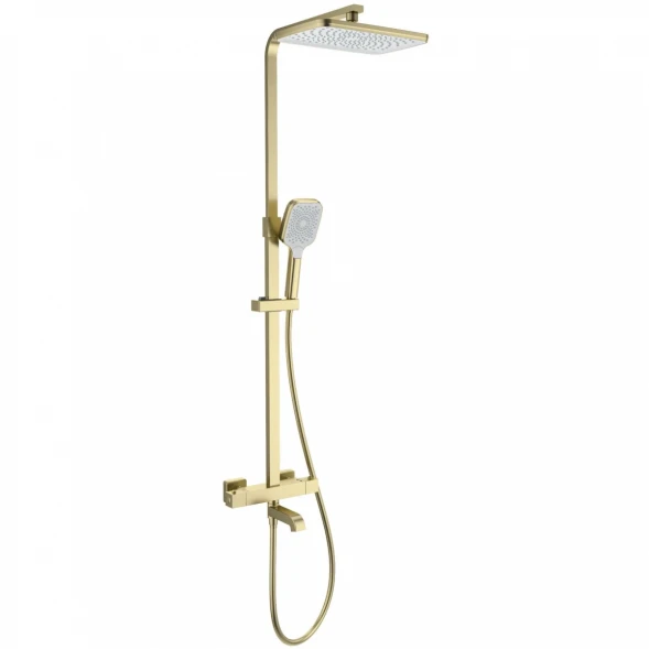 Душевая система Wonzon &amp; Woghand Stay 3 WW-B3026-T1-BG 300x200 мм, с термостатом, золотой матовый